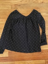 Gap GapKids Girls Black Long Sleeve T-Shirt XL 12 polka dots Youth