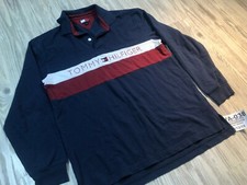 Vintage Tommy Hilfiger Spell Out Blue Pull Over Long Sleeve Collar Shirt XLarge  