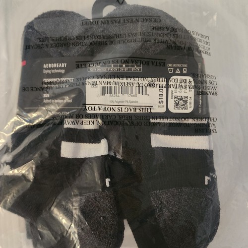 Adidas Youth No Show Socks Black 6 Pk - Picture 2 of 2