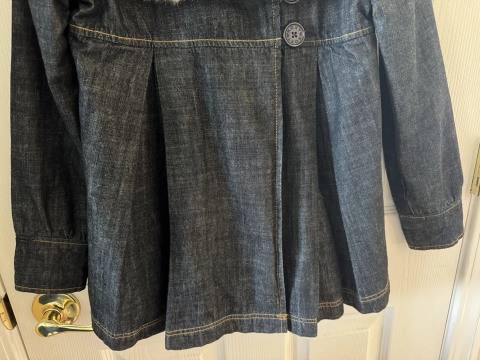 Abrigo chaqueta vaquera adorable para niñas Roxy con cuello de piel sintética talla S Foto 4 de 4