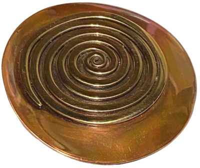 ROWAN DESIGNS STUDIO ARTISAN COPPER BRASS MODERNIST ABSTRACT SCULPTURE BROOCH  