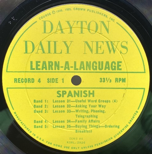 Dayton Daily News Learn A Language Vinyl Record Spanish With Booklet 1955 - Picture 3 of 9