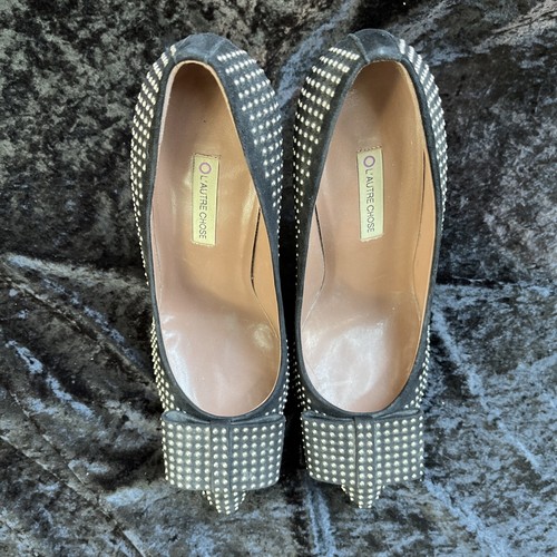 O L’autre Chose Damen Pumps schwarz mit Nieten silber Gr. 39,5 Echt Leder - Bild 9 von 14