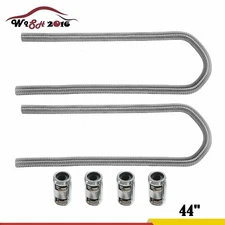 Universal 44" Chrome Stainless Steel Flexible Heater Radiator Hose Caps Kit Set