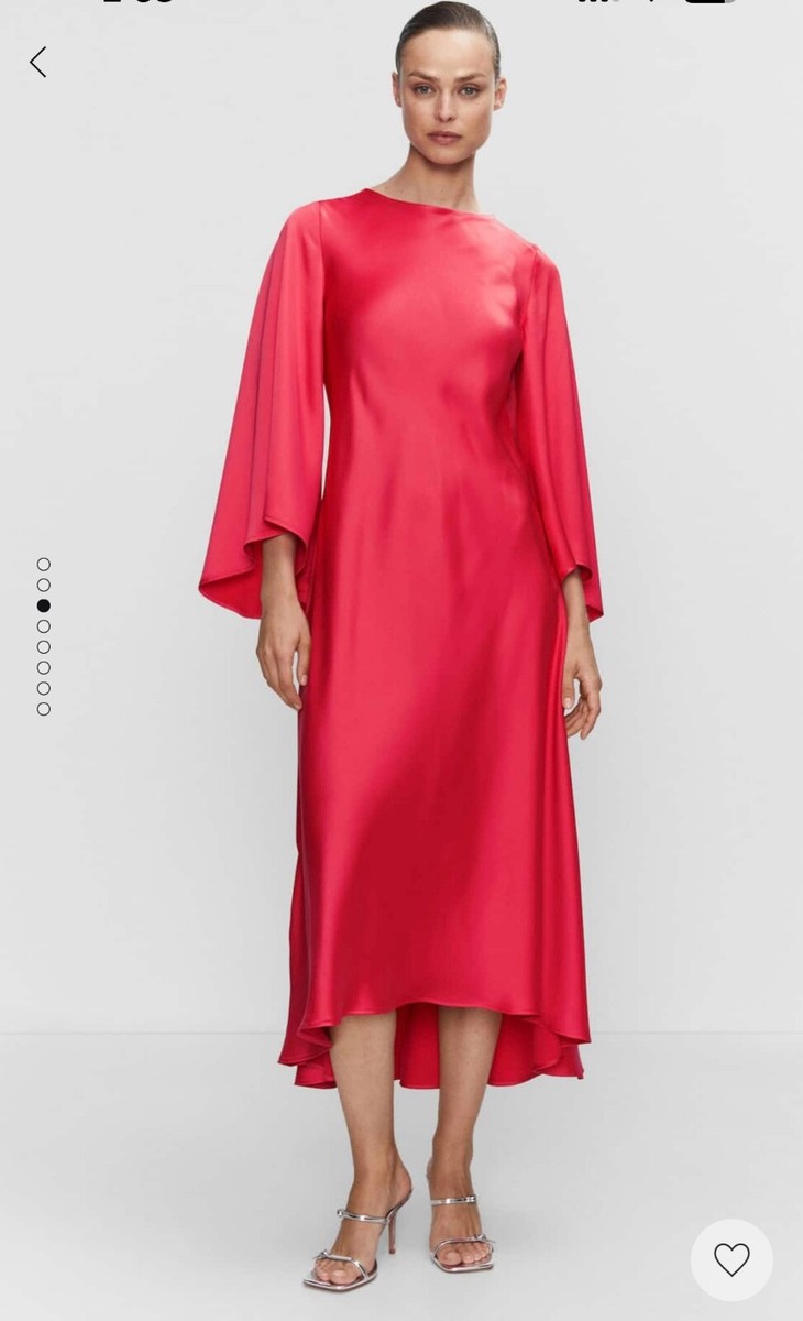 Mango Flared-Sleeve Satin Dress, Red Color, Size US 4 | eBay Mango Flared-Sleeve Satin Dress, Red Color, Size US 4 | eBay