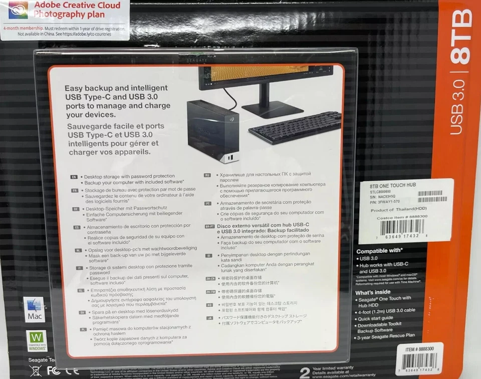 Seagate One Touch 8 TB Hub Desktop External Hard Drive HD USB-C USB 3.0 Ports... - Image 2 of 2