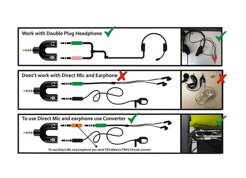 U Shape 3.5mm Y Headset Adapter Kit Jack Splitter for Audio Headphone and MIC - Picture 7 of 11
