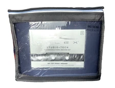 Sheex Studio Tech Fitted Sheet, Duvet, Shams, Pillowcases Navy/Grey King/CalKing