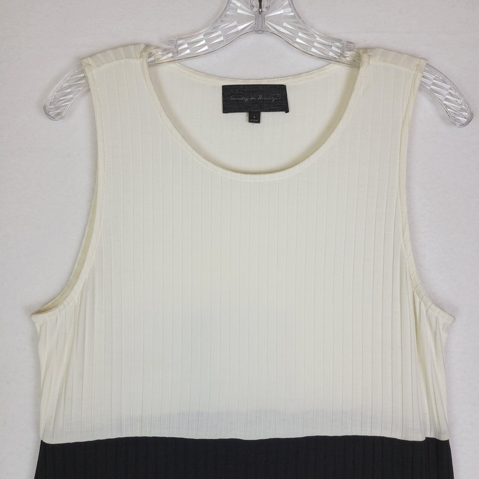 Sunday In Brooklyn Womens Maxi Tank Dress Size Large White Black