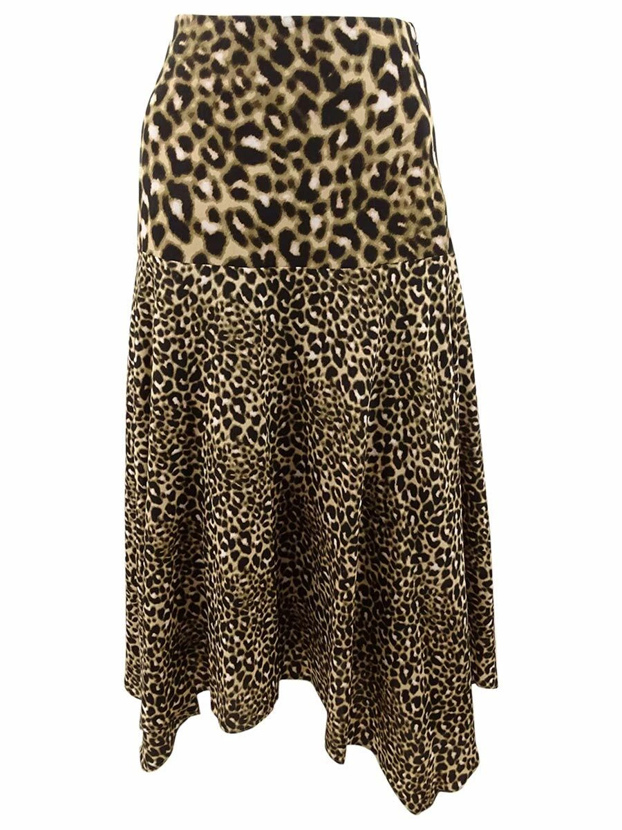 Calvin Klein Women s Leopard Print Handkerchief Hem Skirt