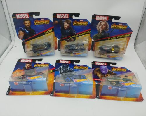 2017 Hot Wheels Marvel AVENGERS Infinity War Character Cars Lot Of 6    M - Picture 1 of 12