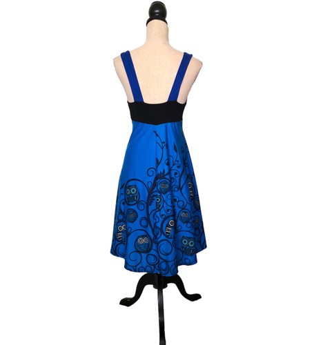 Kathmandu Imports Blue and Black Owl Print V-Neck Dress Size S - Picture 3 of 5