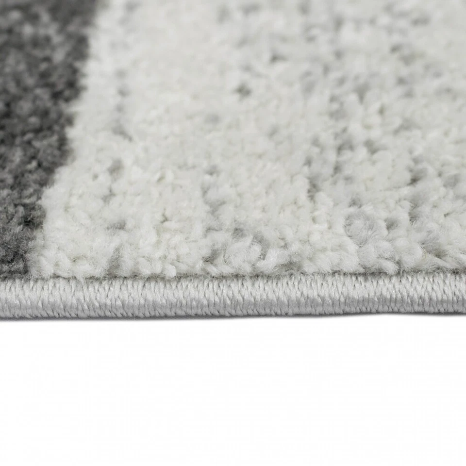 Tapis de Salon avec motif abstrait moderne | facile d'entretien | gris crème - Photo 3/4