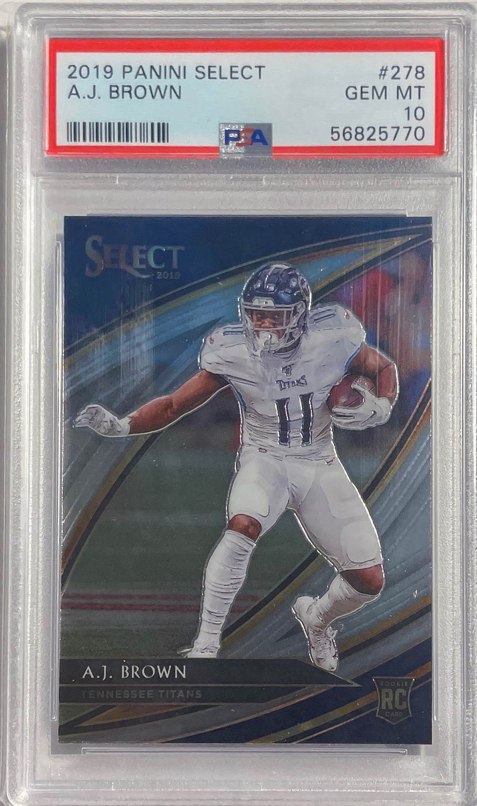 A.J. BROWN 2019 PANINI SELECT FIELD LEVEL ROOKIE RC #278 PSA 10 GEM MINT POP 15