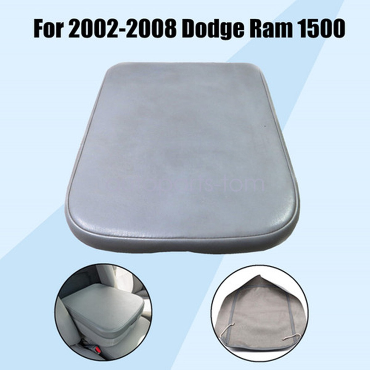 Leather Console Lid Cover For 2002-2008 Dodge Ram 2500 - Microfiber Leather, Black 9 thumbnail image