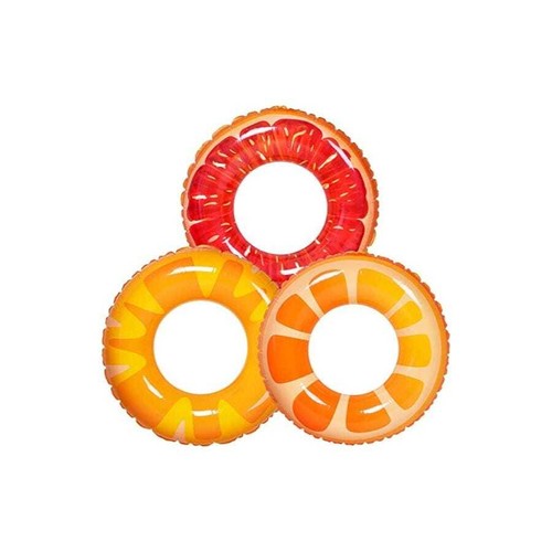 32 - Inch Inflatable Swimming Ring - 3pcs/Set, Orange Pattern, for Kids