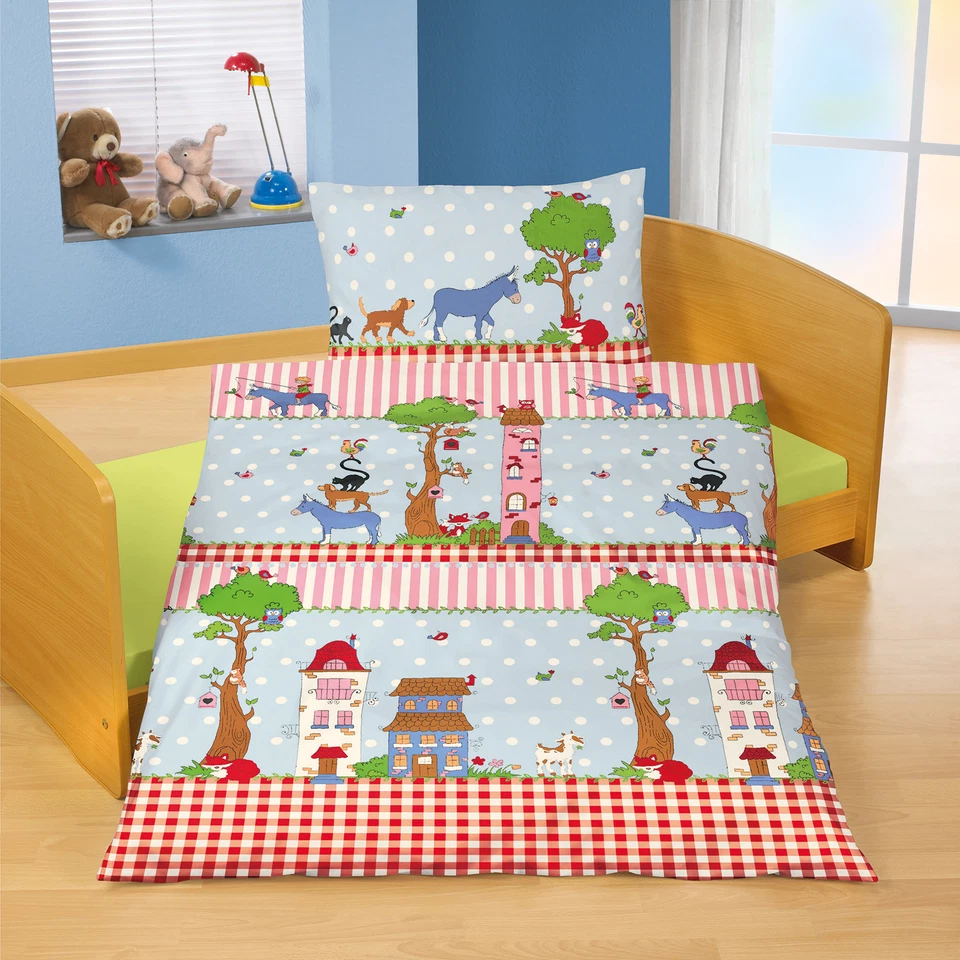 Bierbaum Baby Bettwäsche Renforce Reißverschluß 100/135 Bremer Stadtmusikanten