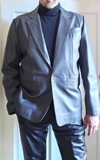 Men's Totally NEW "Dove" GREY GRAY Genuine Lambskin LEATHER Blazer Jacket 46