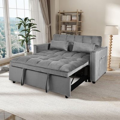 Convertible Sofa Bed,3-in-1 Pull Out Couch Bed with Reclining Backrest and Pil