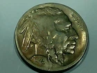 1923 us copper buffalo nickel - 5.0 gr. - (obv) lite blue toning -nice condition