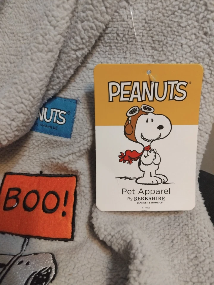 Snoopy Peanuts Halloween Dog Pet Jacket Apparel Gray Fleece Small 0326 - Image 2 of 4