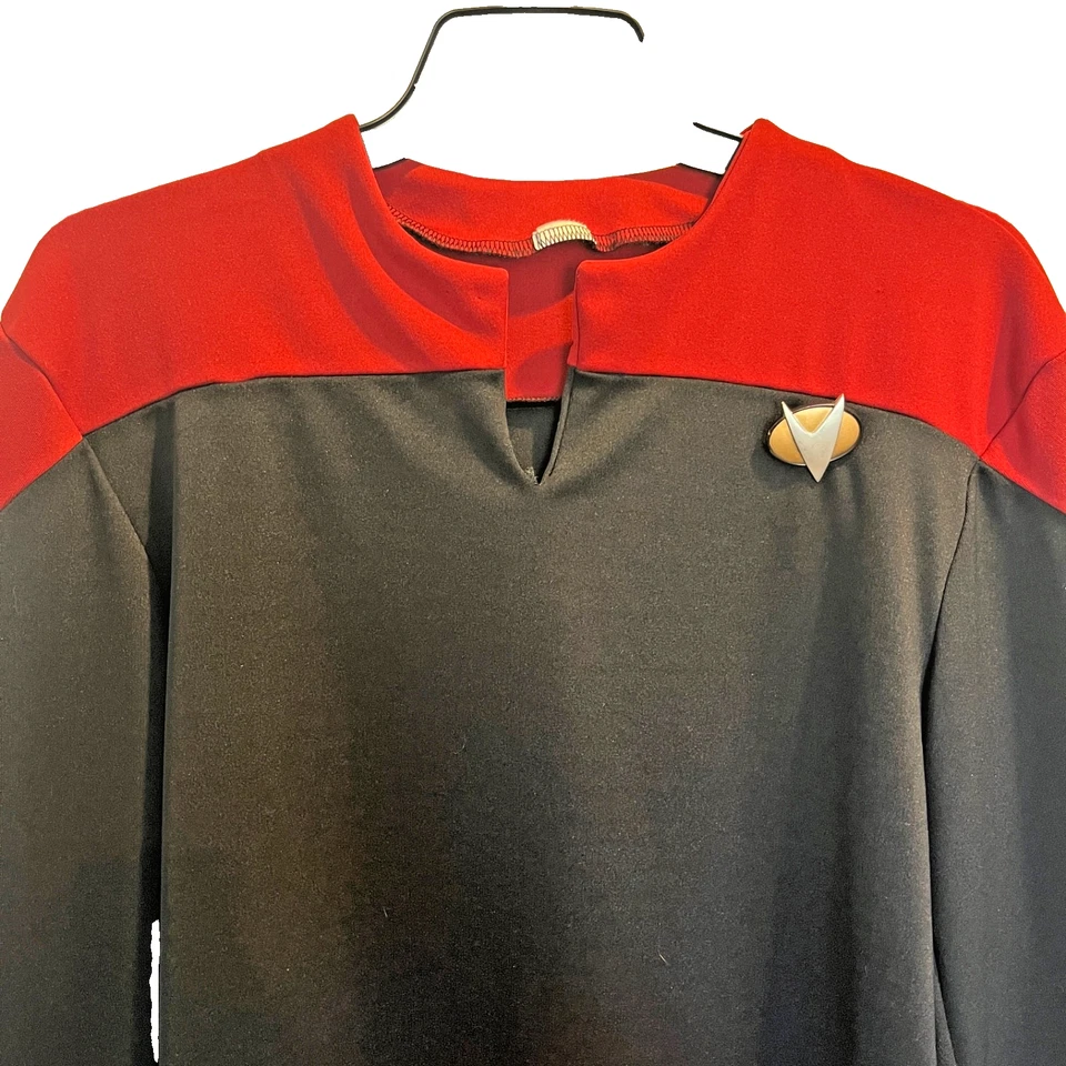 Camisa Uniforme Star Trek TNG Hombre S/M Rojo Negro Manga Larga Foto 2 de 3