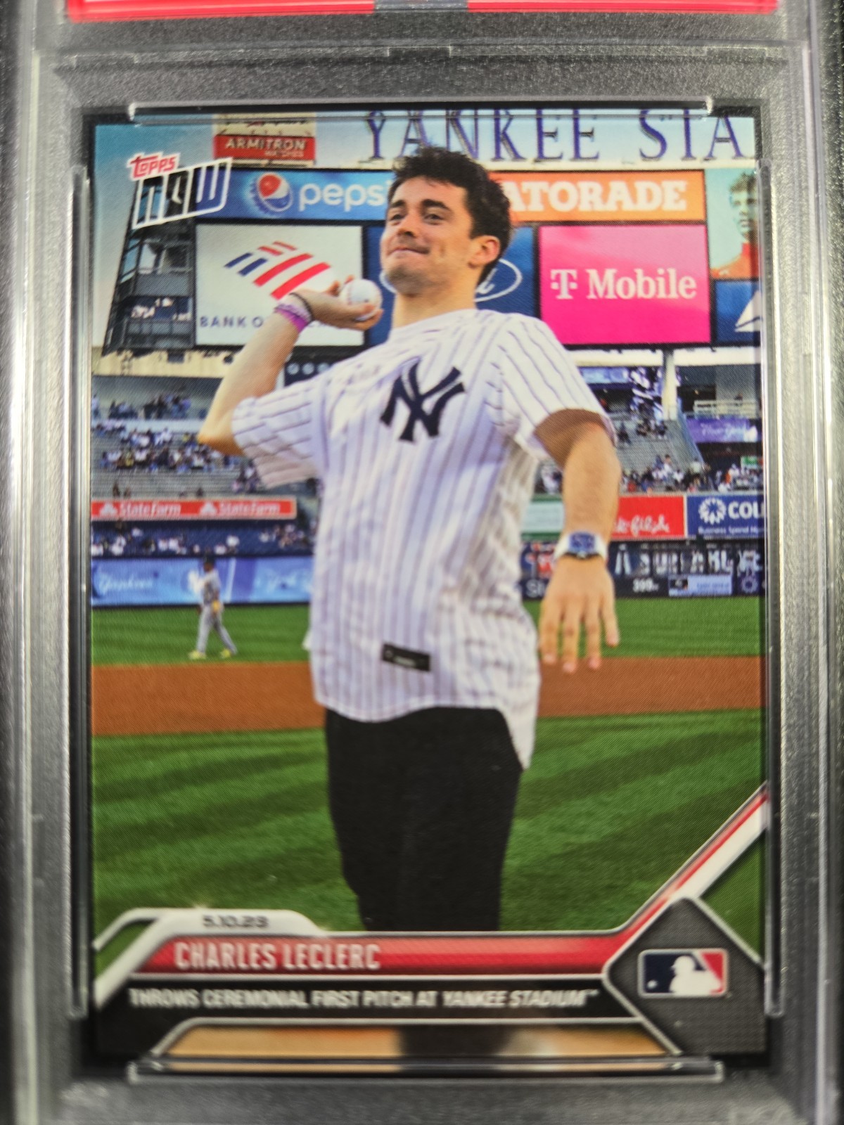 PSA 10 Charles Leclerc NY Yankees 1st Pitch 2023 Formula 1 F1 Topps Now MLB #269 view 3