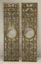 Pair Of 2 Vintage Pierced Ornate Escutcheon Door Finger Plates Solid Brass Lot 2