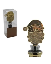 Boston International CHRISTMAS SANTA SHAPED WINE BOTTLE STOPPER Enamel NIB