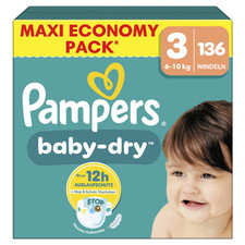 Maxi Pack Couches PAMPERS Baby-Dry Taille 3 (6-10kg) 136 Pieces