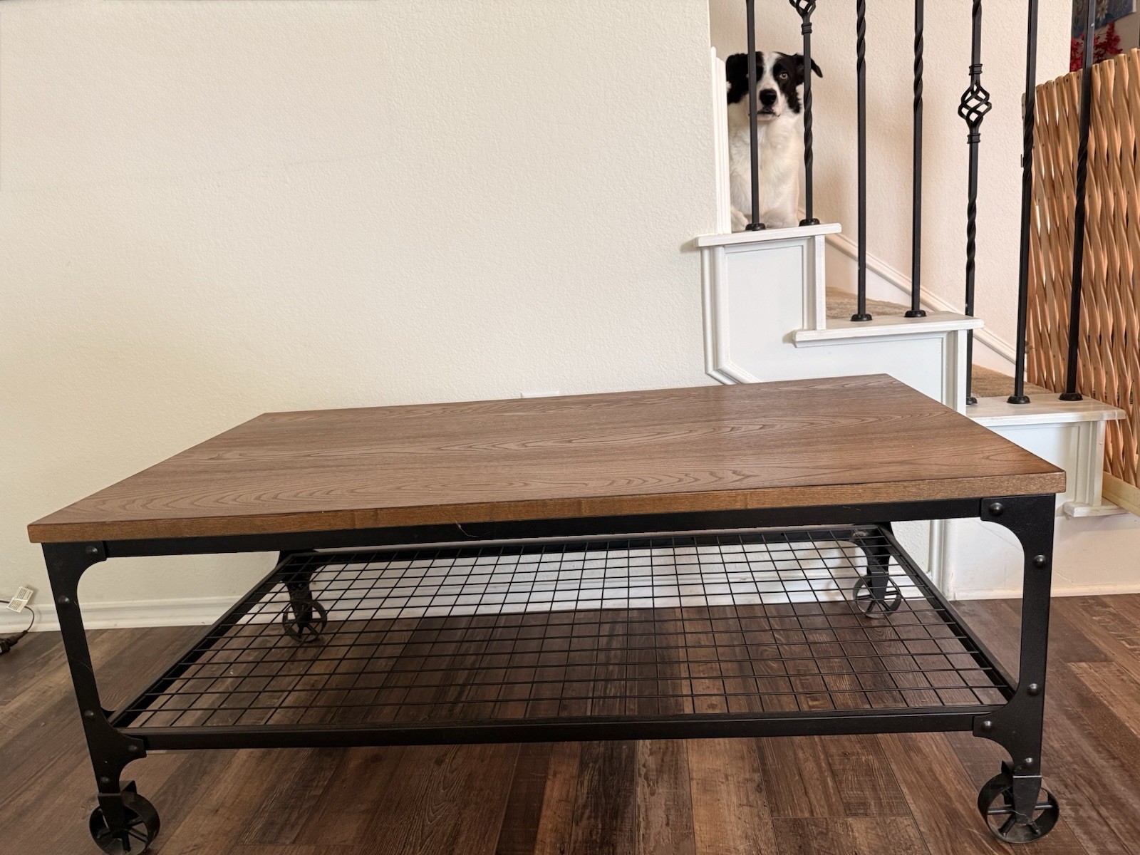 Industrial Style Coffee Table On Wheels
