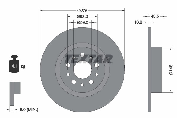 2Er-Set 2Er Set Bremsscheibe Textar 92114703 Alfa Romeo 46469908 Alfa Romeo 4654-image