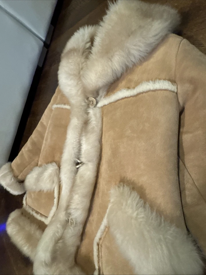 Vintage 80s Overland Sheepskin Co Womens Sheepskin Shearling LARGE Coat - READ - Image 3 of 4
