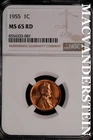 1955 Lincoln Wheat Cent- NGC-MS65 RD Gem Brilliant Uncirculated Luster #SLM333