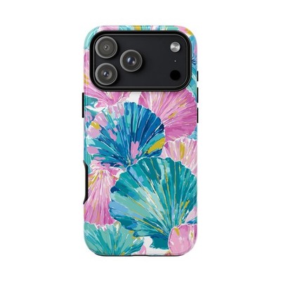 For iPhone/Galaxy/Pixel - Phone Ink Case - Seashells Pink Teal Color Shells