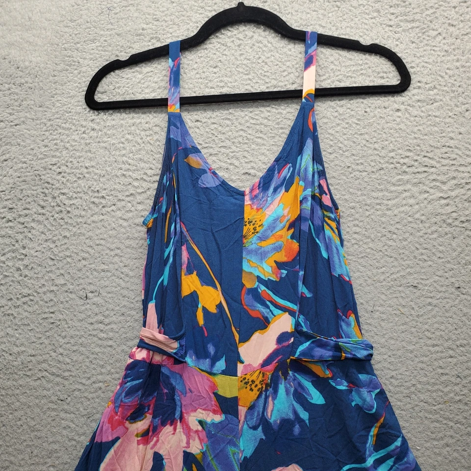 Monos MSK para mujer medianos multi florales calis lazo cintura correa ancha cremallera trasera Foto 4 de 4