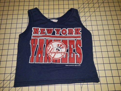 VTG 90s 1993 Team New York Yankees Baby Small 5/6 Tank Top Navy Blue Glasgow