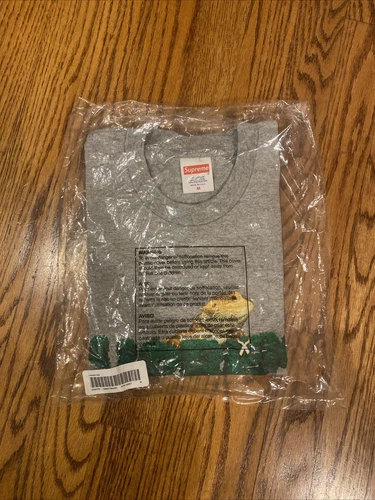 T shirt coton gris moyen SS20 DS AUTHENTIQUE avec logo lézard SCELLÉ suprême neuf avec étiquette