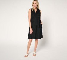 Susan Graver Petite Jacquard Terry Dress Black XS New
