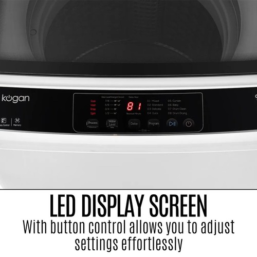 Kogan White 9kg Top Load Washing Machine Laundry Clothes Towel Washer Dryer New - Picture 7 of 12