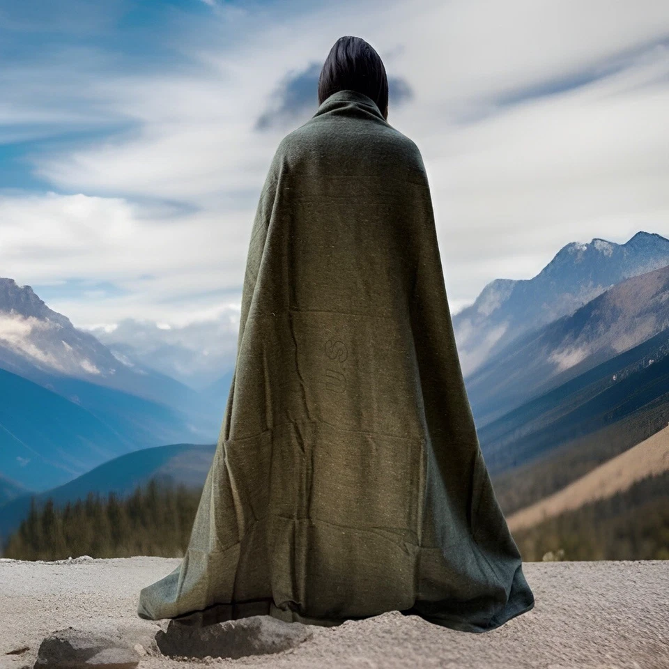 MANTA DE LANA DEL EJÉRCITO ESTILO MILITAR DE EE. UU. con sello de EE. UU. CAMPING SURVIVAL 60X80 NUEVO Foto 4 de 4