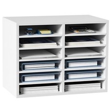 Literature Organizers, 12 Compartments Office Mailbox with Adjustable Shelves, W