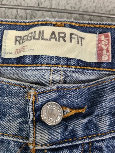 Vaqueros azules para hombre Levi's 505 36x30** de ajuste regular recto medio lavado denim usados - Imagen 3 de 18