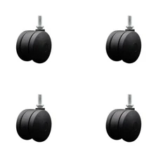 3 Inch Office Chair Casters Nylon Twin Wheel 3/8 Threaded Stem Set of 4 SCC