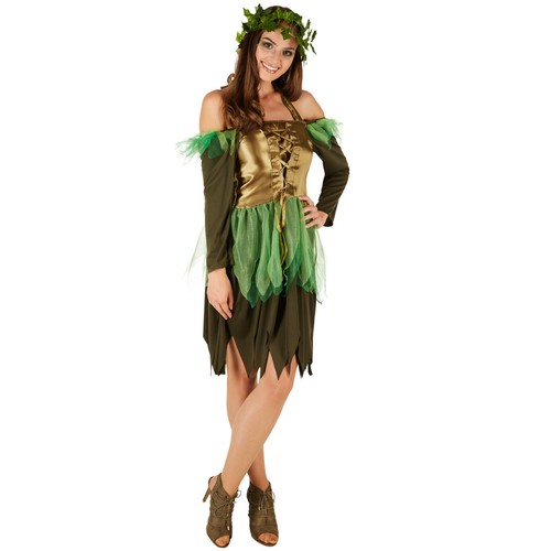 Costume da Donna Fata del Bosco Vestito Travestimento Adulti Carnevale  Halloween | eBay