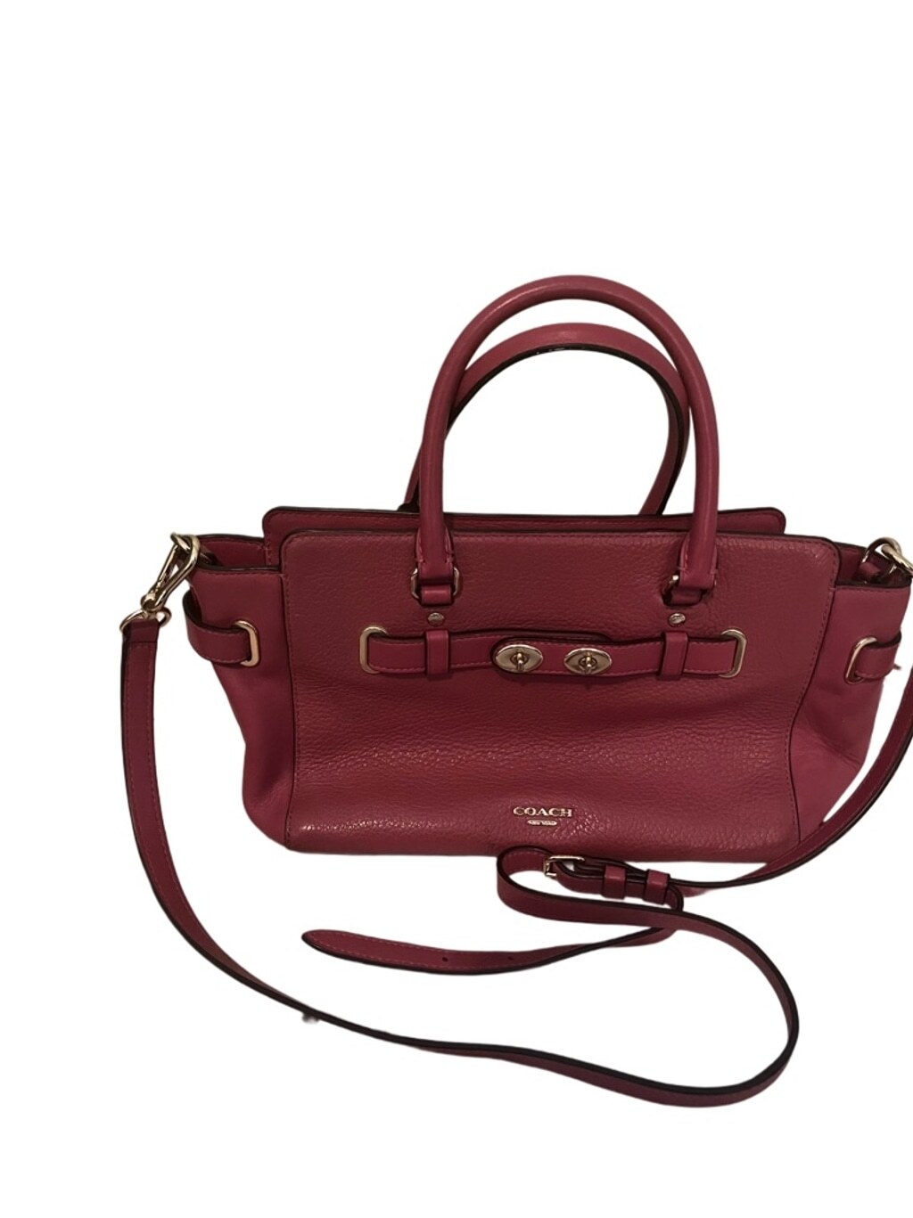 Coach Blake Carryall in magenta pebble leather with detachable crossbody strap
