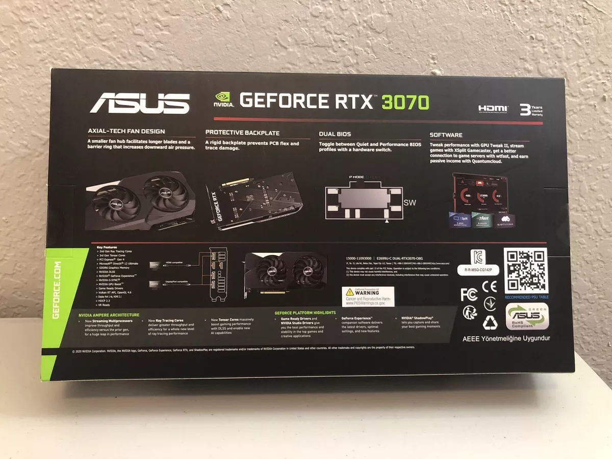 Non LHR Brand NEW ASUS RTX 3070 Dual O8G GPU DUAL-RTX3070-O8G