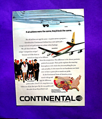 Continental Airlines Ad Vintage 1960's If All Airlines were The Same 11in x 8in