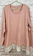 Logo Lounge Lori Goldstein women XL sweatshirt layer ruffle hem pockets pullover