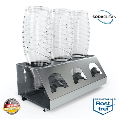 SodaClean  Premium 3er Flaschenhalter Edelstahl für SodaStream Duo Crystal Easy